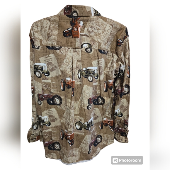 BIT & BRIDLE Tractors AOP Button Down Long Sleeve Shirt Size Large - Picture 2 of 4